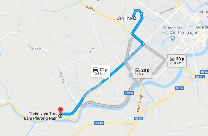 Bản đồ vị trí Thiền viện Trúc Lâm Phương Nam